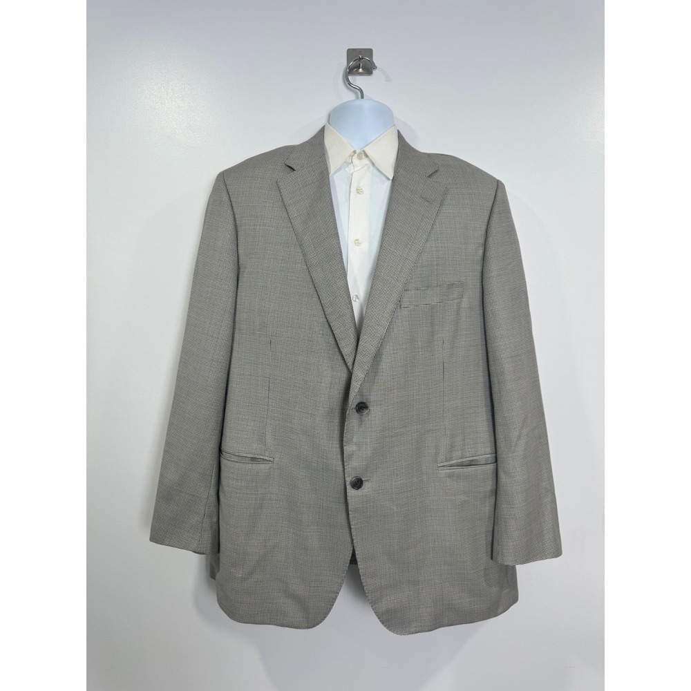 Samuelsohn Men Grey Houndstooth Wool Sport Coat Blazer 48R